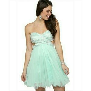 NWT Strapless Short Prom Dress with Cutout Bodice